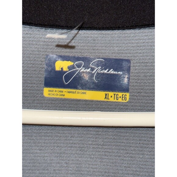 NWT Jack Nicklaus Golf Mens XL Gray Striped Bear Logo Mock Neck Quarter Zip - Picture 2 of 3